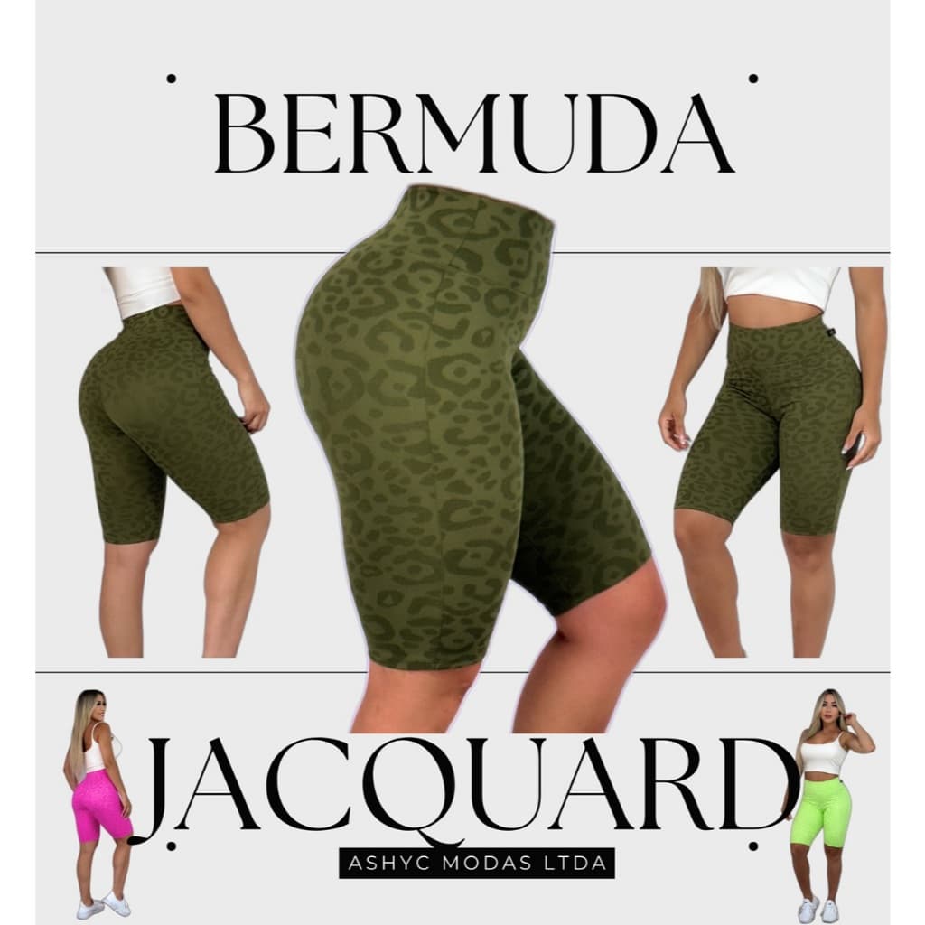 Bermuda Jacquard Ciclista M G GG Alta Qualidade Cintura Alta