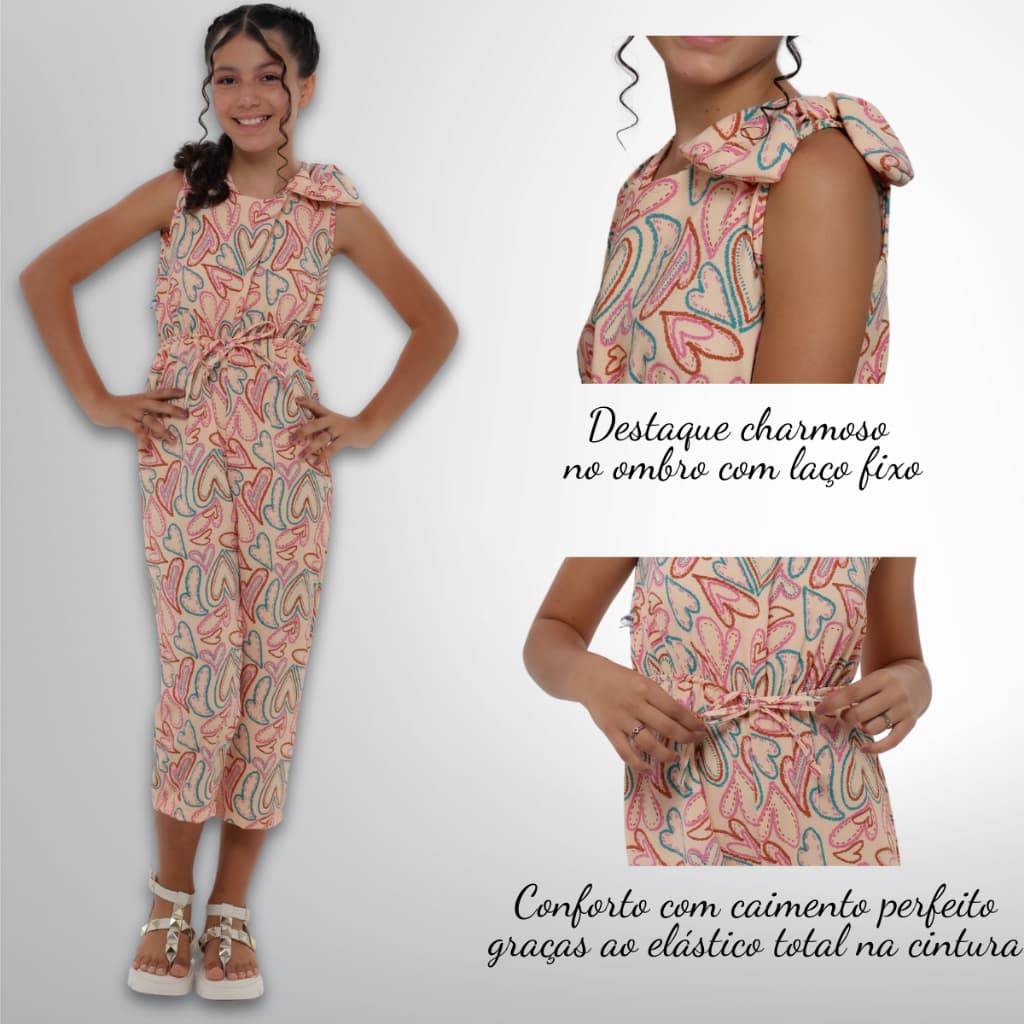 Macaquinho Infantil e Juvenil Menina (4 ao 14 anos) -  Luxo Lançamento Roupas Infantis Promoção