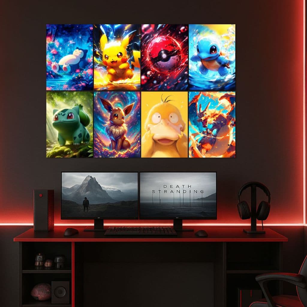 Quadros Pokémon Decorativos - Anime, Geek, Otaku, Quarto Gamer