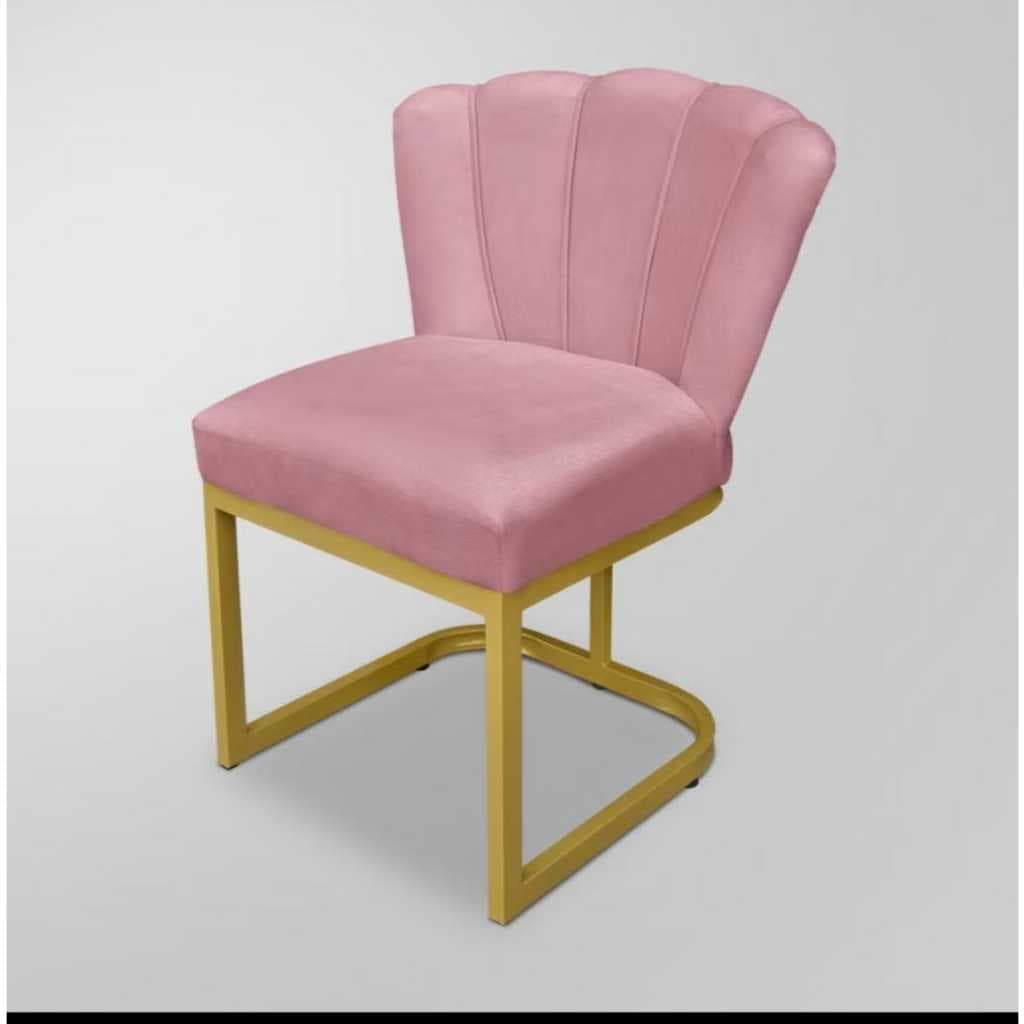 Cadeira Para Manicure Pétala Base de Ferro Dourada - LR DECOR