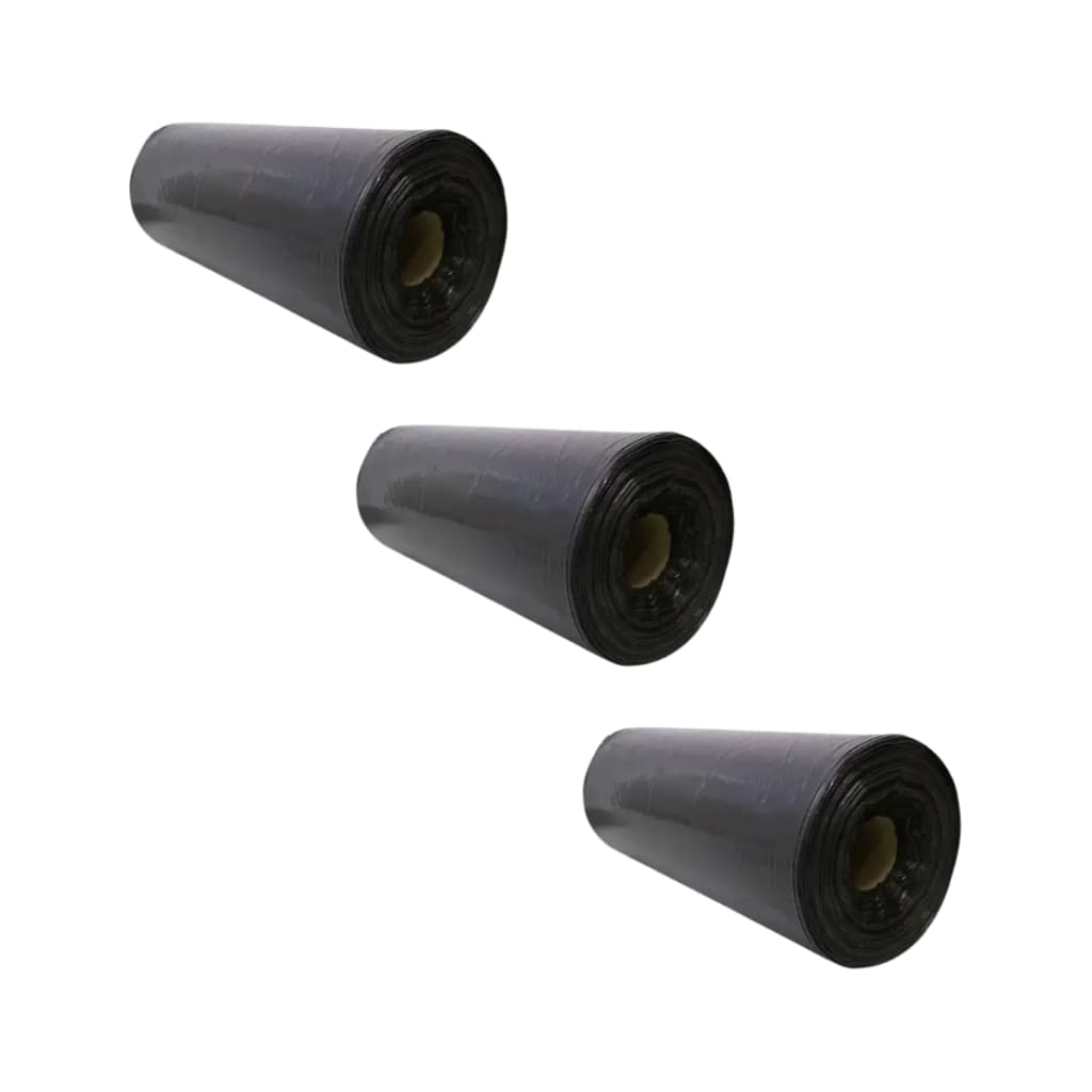 Kit 3 Lona Plástica Preta 4x50 Metros Para Obra e Construções 25micras