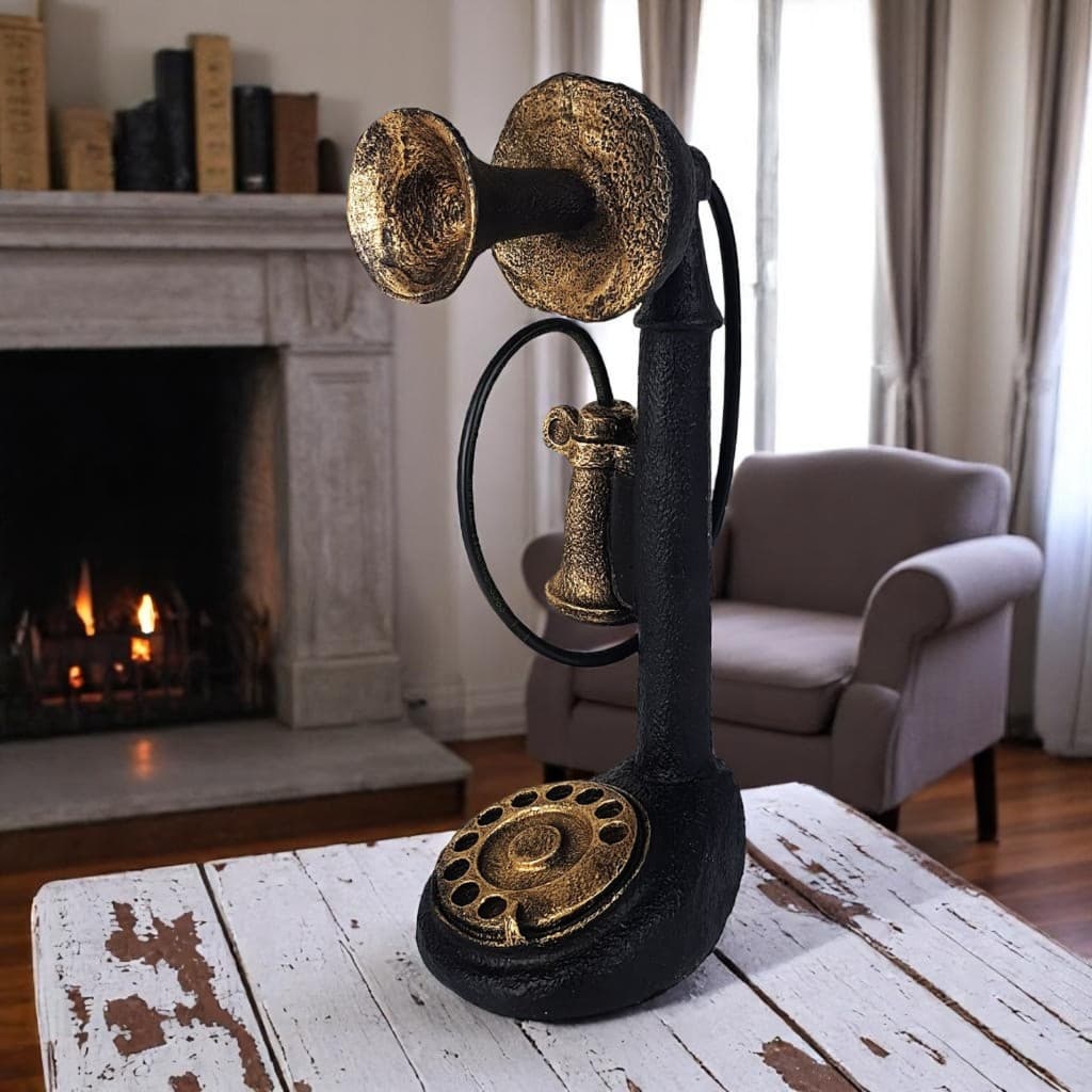 Telefone Decorativo Antigo Retro Vintage Enfeite Em Resina 29cm