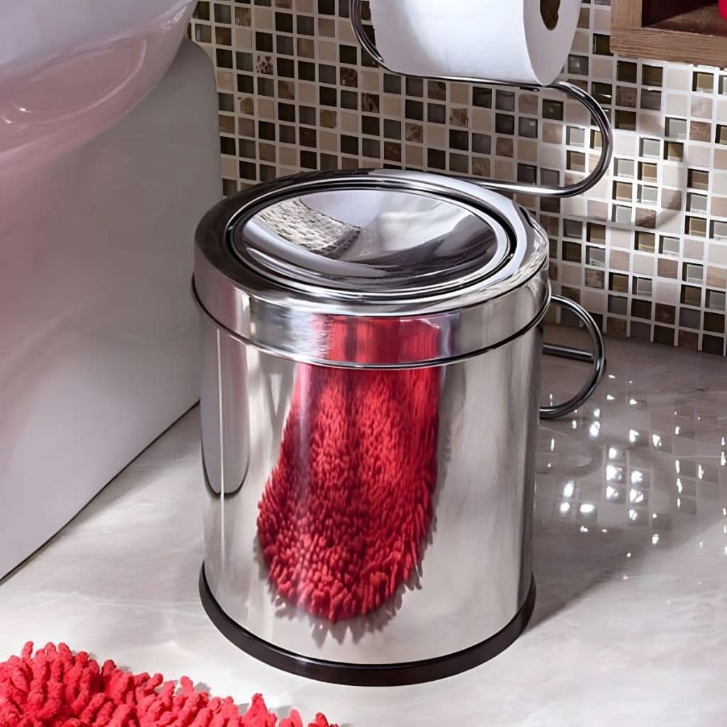 Lixeira Basculante em Aço Inox, 3 Litros, para Pia, Bancada, Escritório, Quarto, Banheiro e Cozinha
