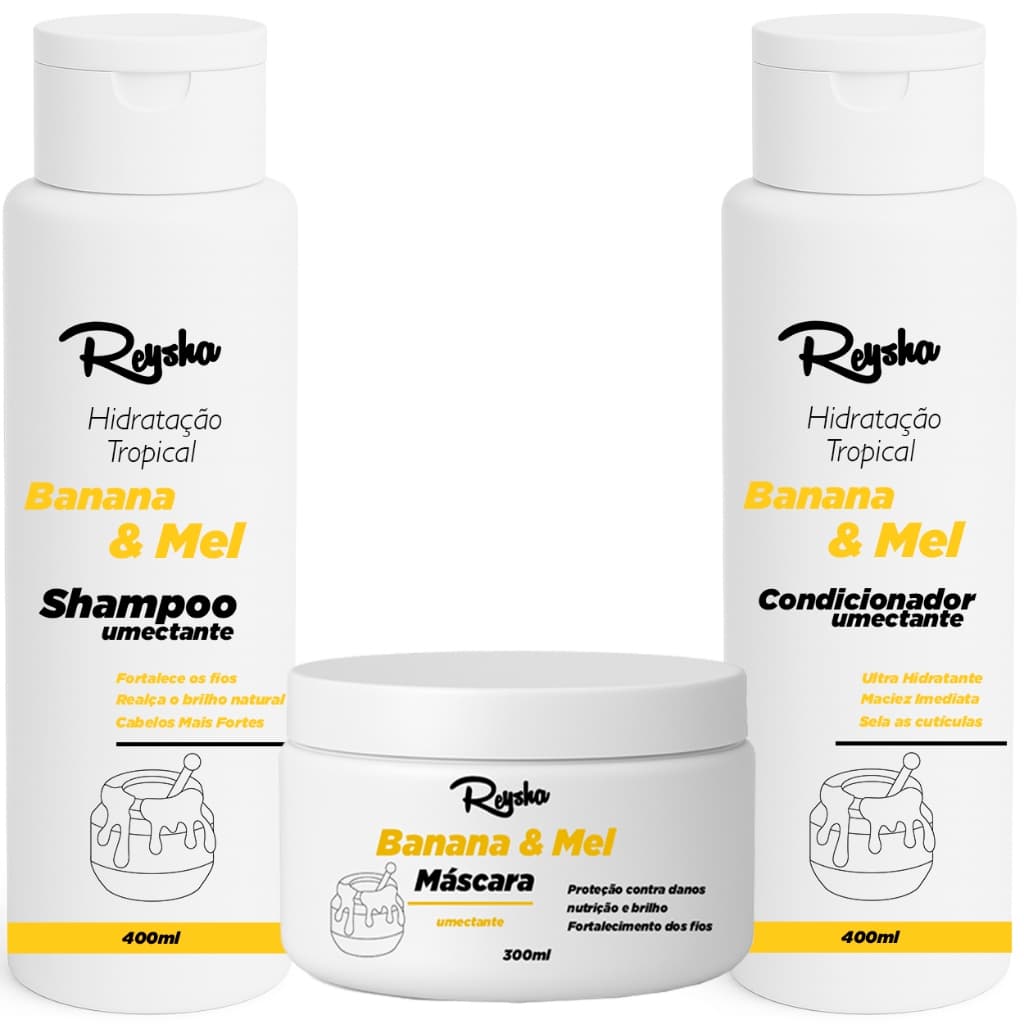 Kit de Umectação Capilar - Banana e Mel – Fortalece e Reduz a Quebra