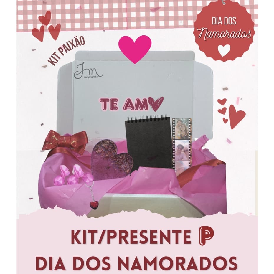 KIT  paixão dia dos namorados P  Sketchbook-Scrapbook -Diário papelaria-memorias-presente-aniversario