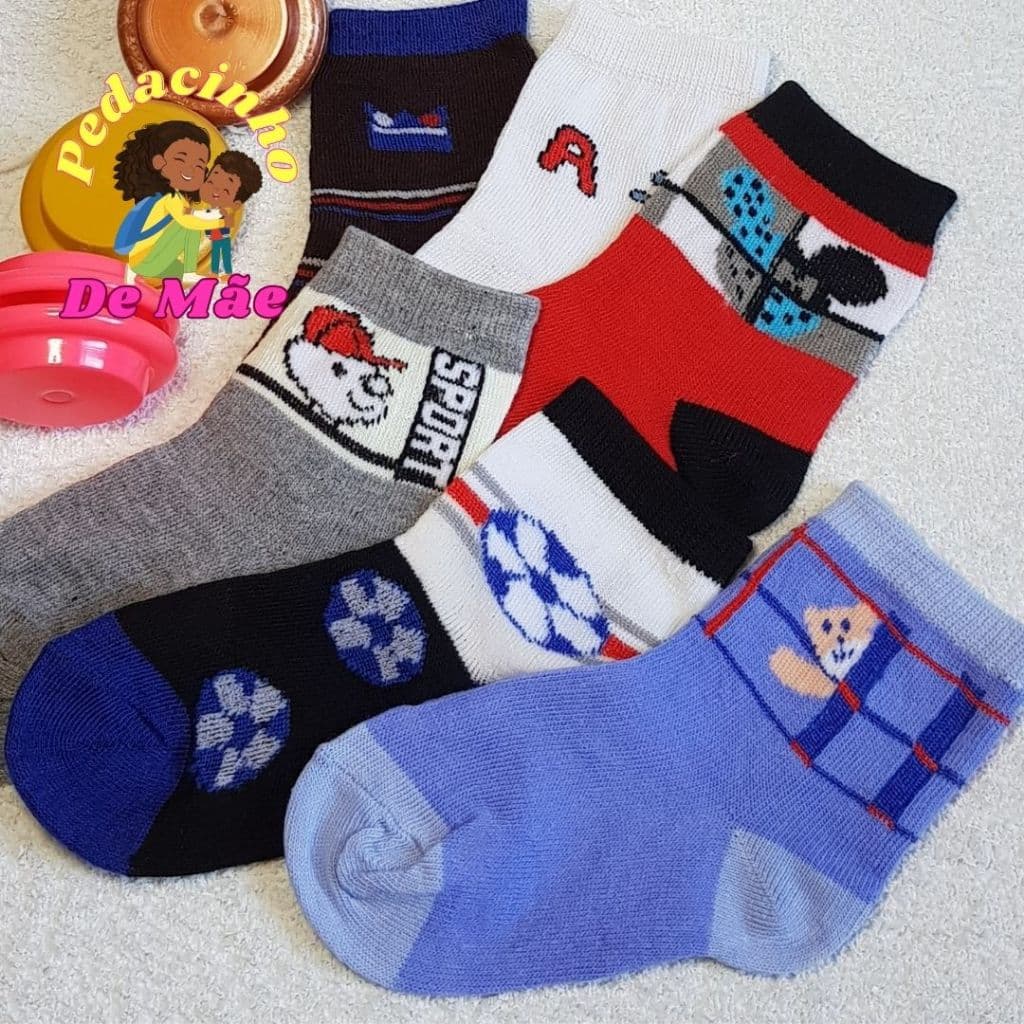 kit 3 Pares de Meia Infantil Masculina Menino