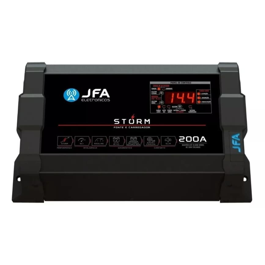 Fonte Carregador Automotiva Jfa 200a Slim Bivolt Voltímetro