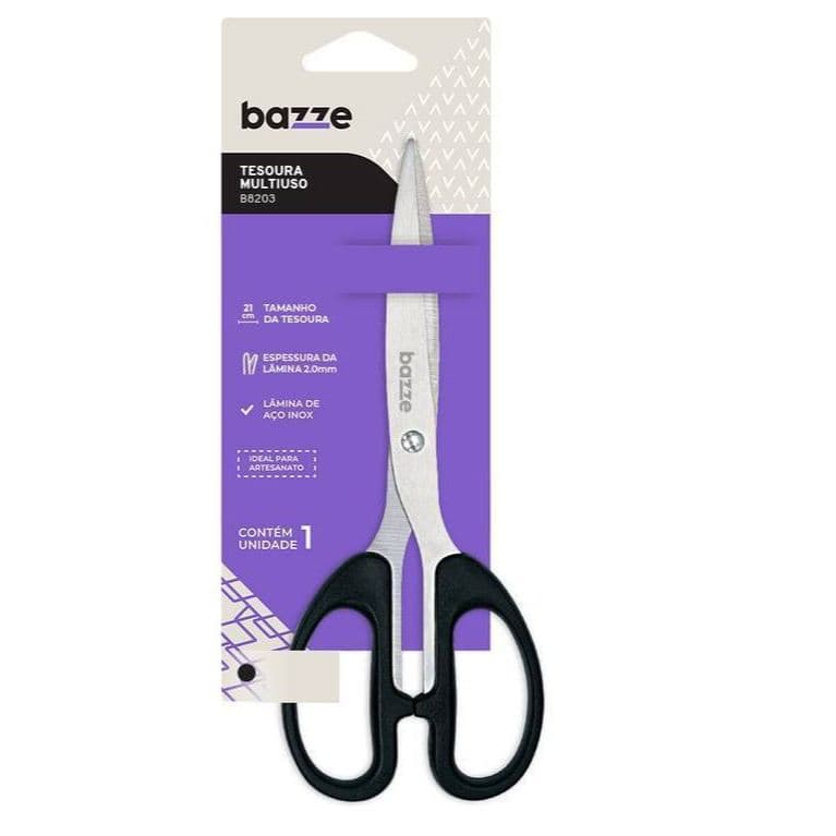 Tesoura Multifuncional B8203 - 21,5CM - Polybag C/1 un - Bazze