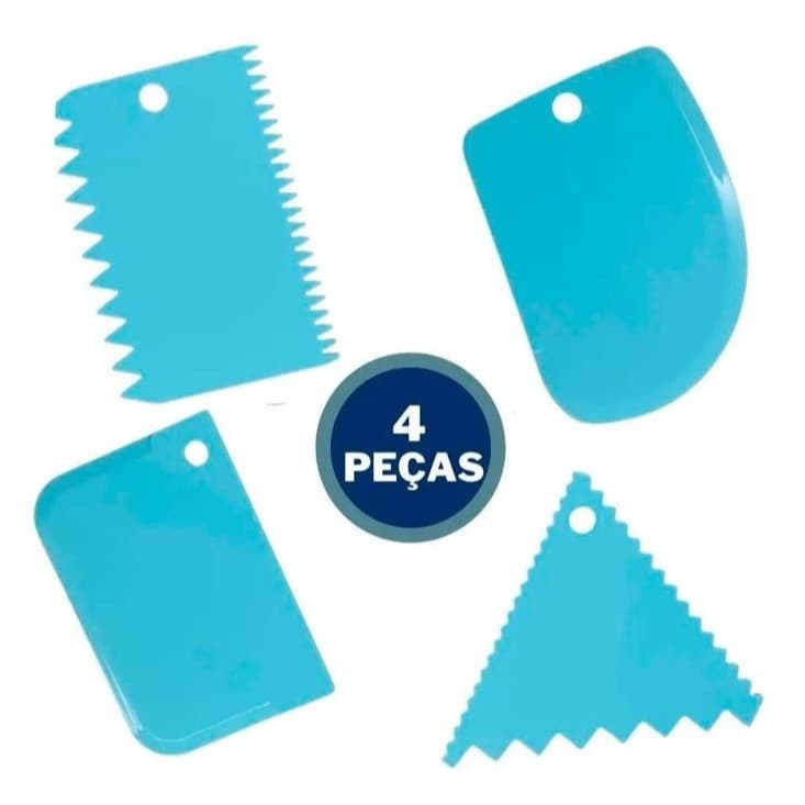 Kit 4 Raspador E Espátula Para Confeitar Bolo Confeiteira