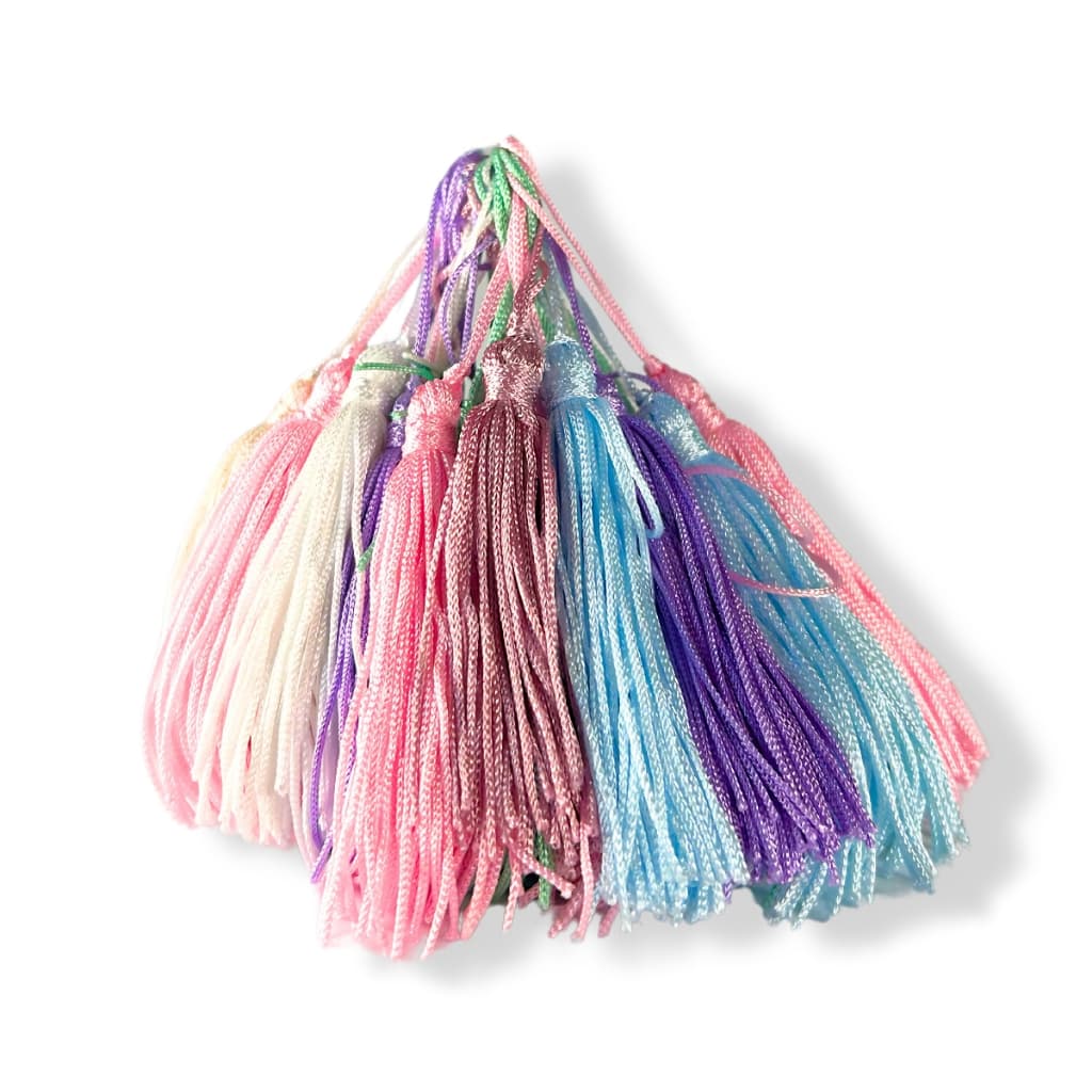 Mix 50 Franja Pingente Tassel Seda Poliester Cores Candy Cores Pastéis BB