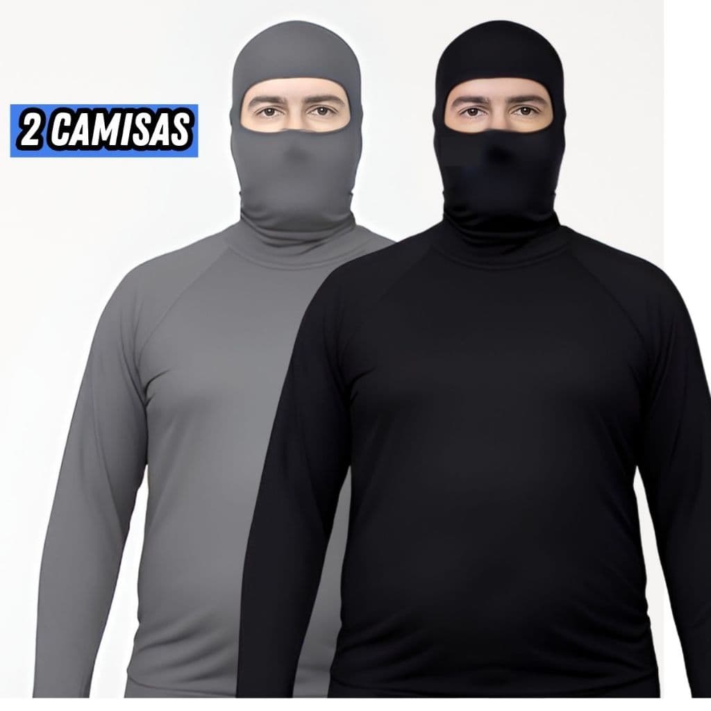 KIT 2 CAMISA UV PLUS SIZE G1 G2 G3 TÉRMICA SEGUNDA PELE  TOUCA NINJA PROTEÇÃO SOLAR MASCULINO FEMINIINO UNISSEX