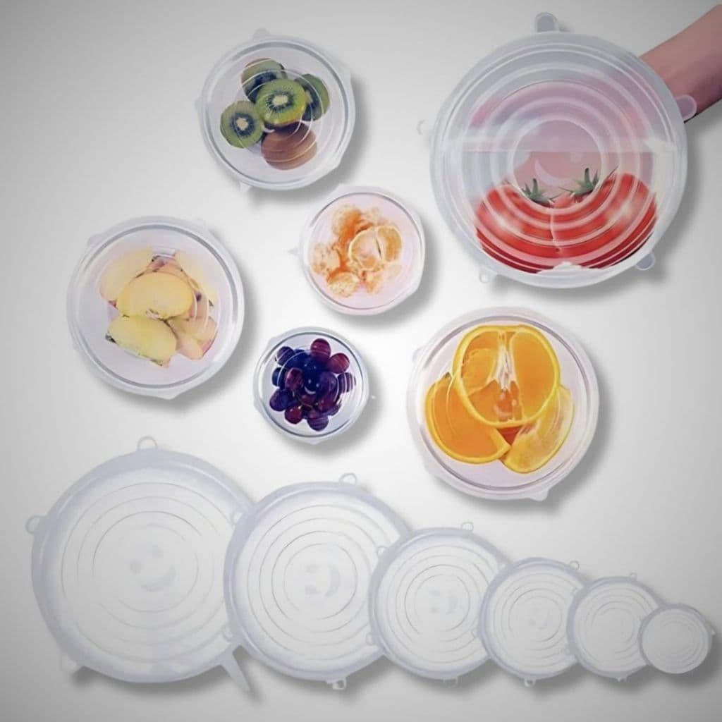 Kit Com 6 Tampas De Silicone Universal Ajustável Reutilizável