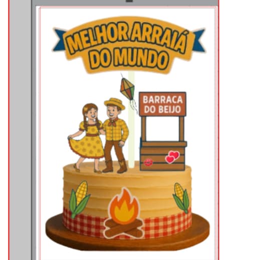 Envio Rápido -Topo de Bolo Festa junina Arraiá- Topper Decoração de Bolo Festa Caipira-Junino