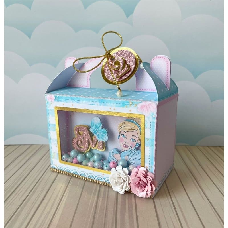 ✨ Maletinha Vitrine de Luxo - Cinderela - Princesas - Papelaria Personalizada - Lembrancinha de Festa