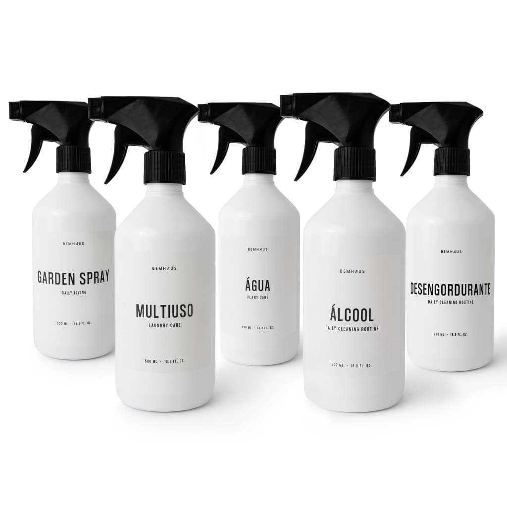 Frasco Borrifador Branco Diversos Modelos Minimalista 500 ml Bemhaus