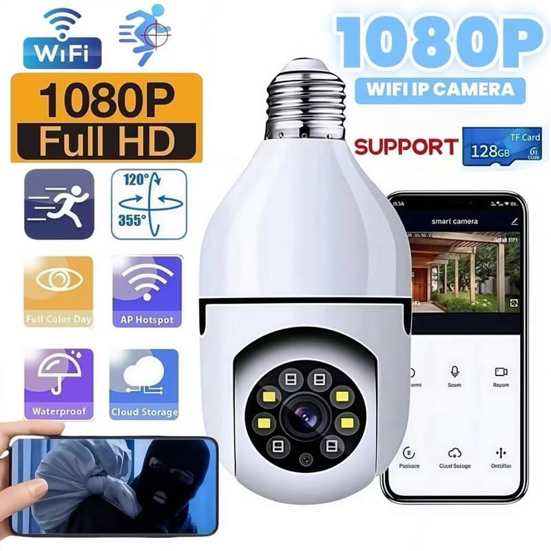 Câmera de Segurança Wi-Fi IP 360° – Encaixe em Bocal de Lâmpada | Yoosee Smart Sem Fio