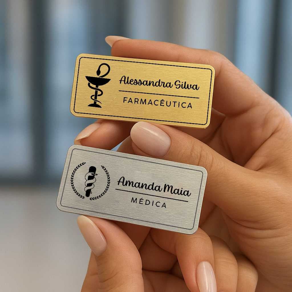 Botton Magnético Personalizado Profissão Acrílico Espelhado - Crachá, Identificação, Escritório, Broche