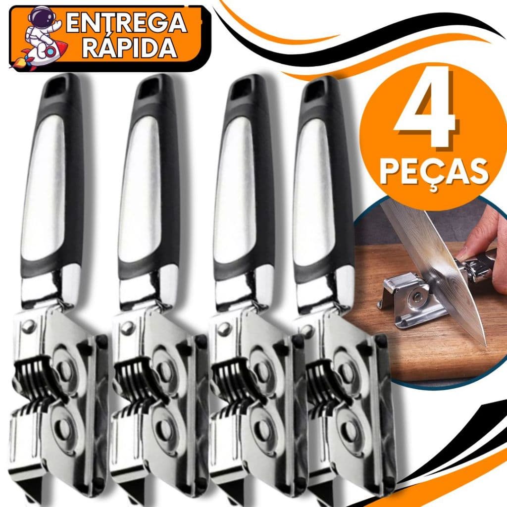 KIT 4 Amolador Afiador de Faca Tesoura Canivete Profissional Inox Resistente para Casa Cozinha Restaurante Bar