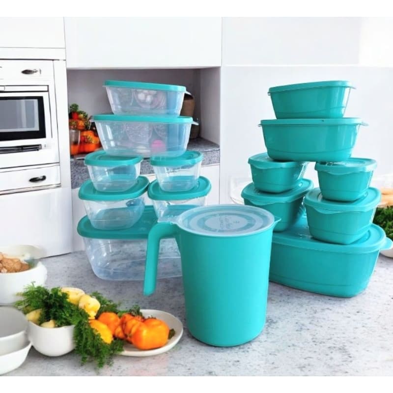 kit potes herméticos com tampa + jarra de plástico para cozinha/marmita fitness
