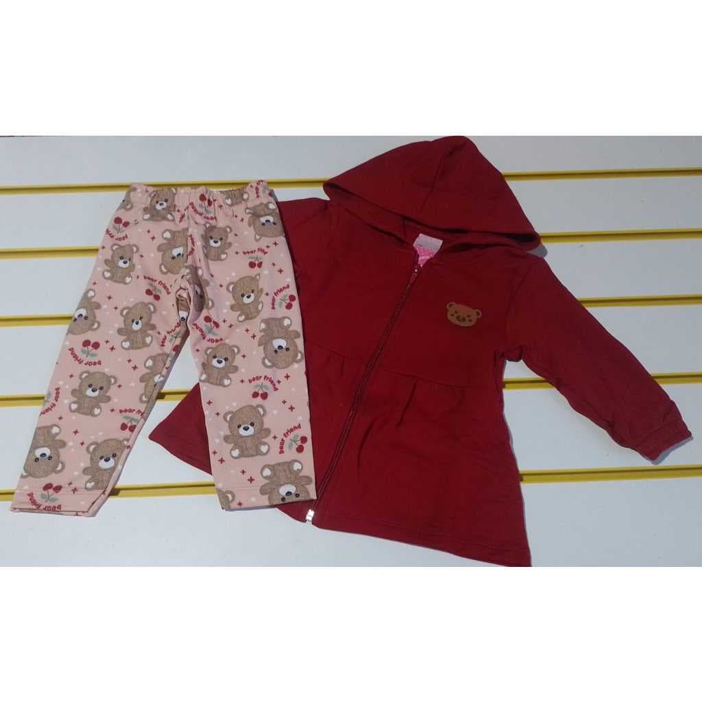 Conjunto infantil menina com casaco modelo sobretudo e legging 1643004