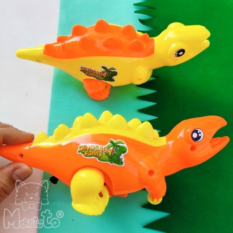 Kit 2 Brinquedos Dinossauros a Corda c/ Rodinhas e c/ Luz (20cm)