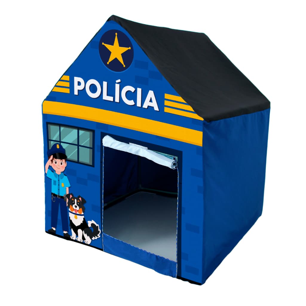 Barraca Infantil Cabana Desmontável Casinha Tema Polícia Menino Kids Tenda Policial Masculina