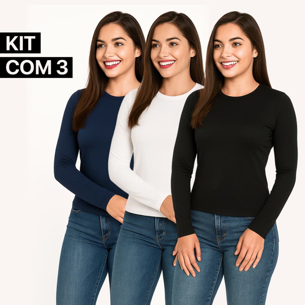 Kit Blusas Feminina Manga Longa Inverno