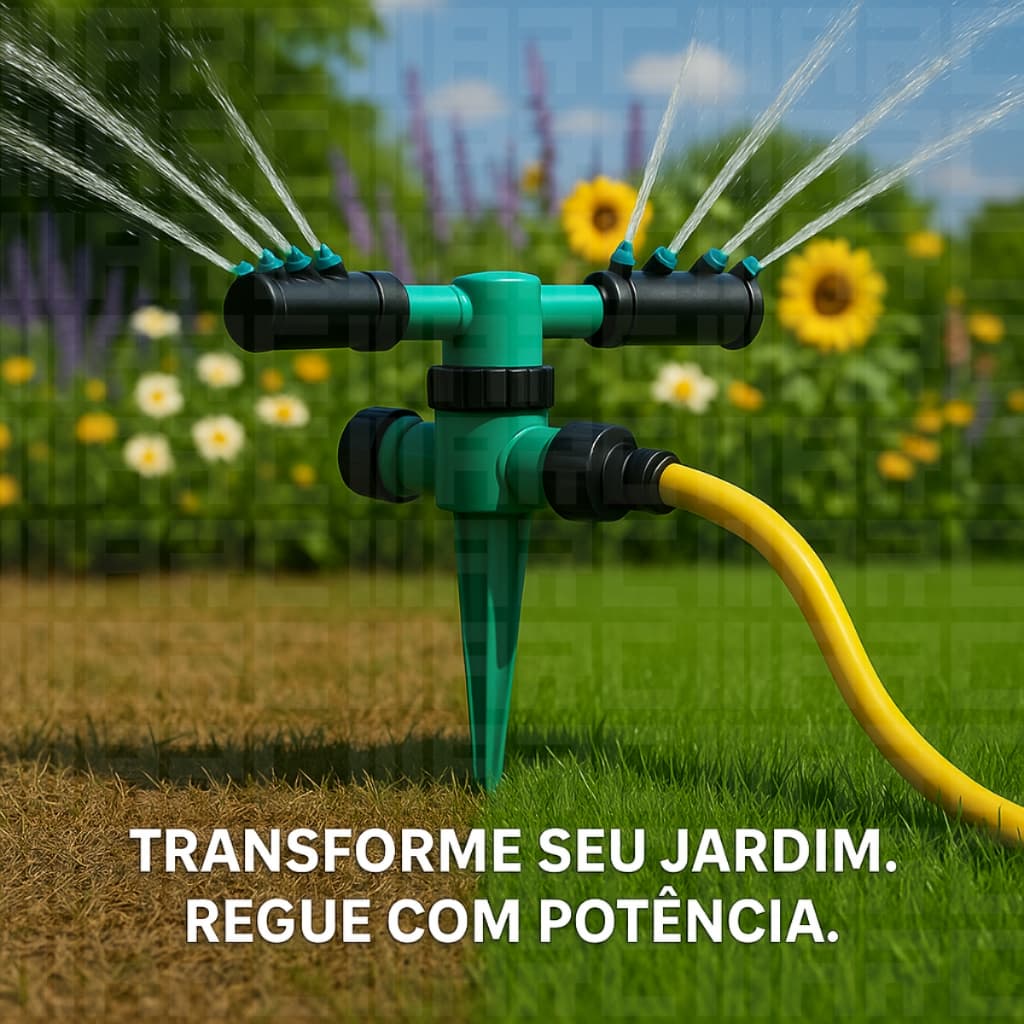 Aspersor Irrigador Espeto 360 Automatico Giratorio 12 Jatos 400m Jardim Gramado Mangueira Horta