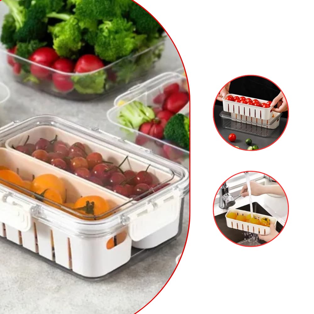 Organizadores de Geladeira Acrílico Super Transparente Com Tampa Clear Fresh P/ Frutas Legumes