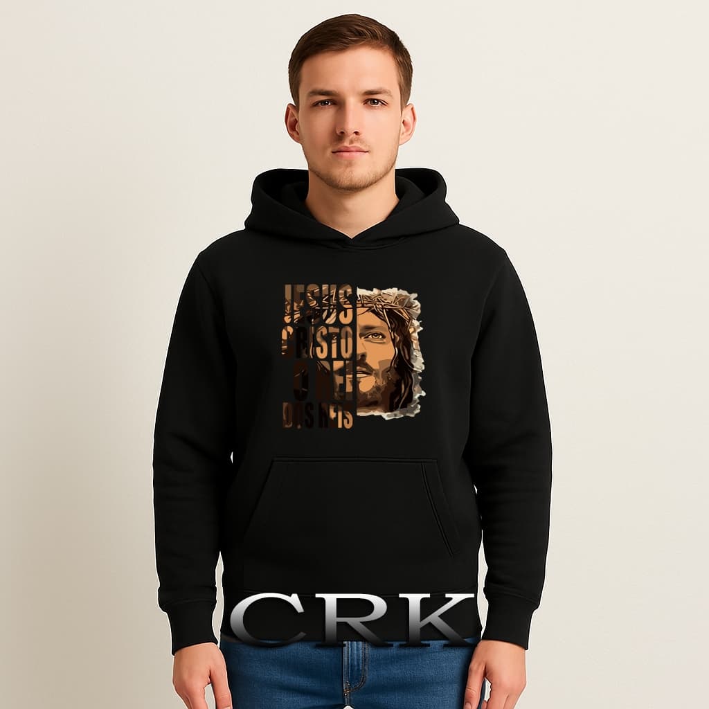 Moletom Canguru Com Capuz Unissex Jesus Estampado Blusa de Frio