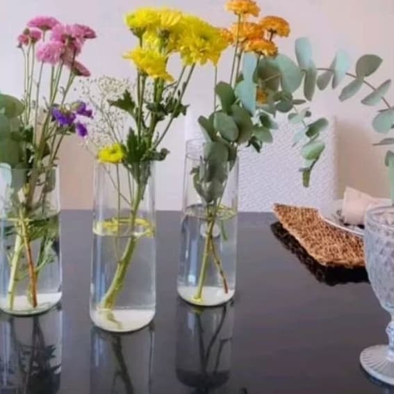 Kit 3 Vasos 18 , 19 e 20cm Decorativos de Vidro Artesanal | Vaso para Sala, Escritório