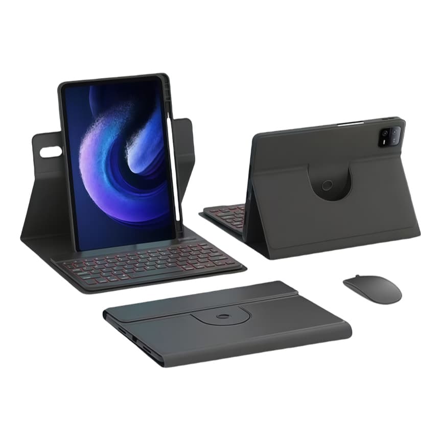 Capa giratória 360° para iPad 11ª A16/10ª /9ª/Air11M2 M3/Air6/5/4/3/Pro10.5 com teclado ABNT2 e mouse Bluetooth
