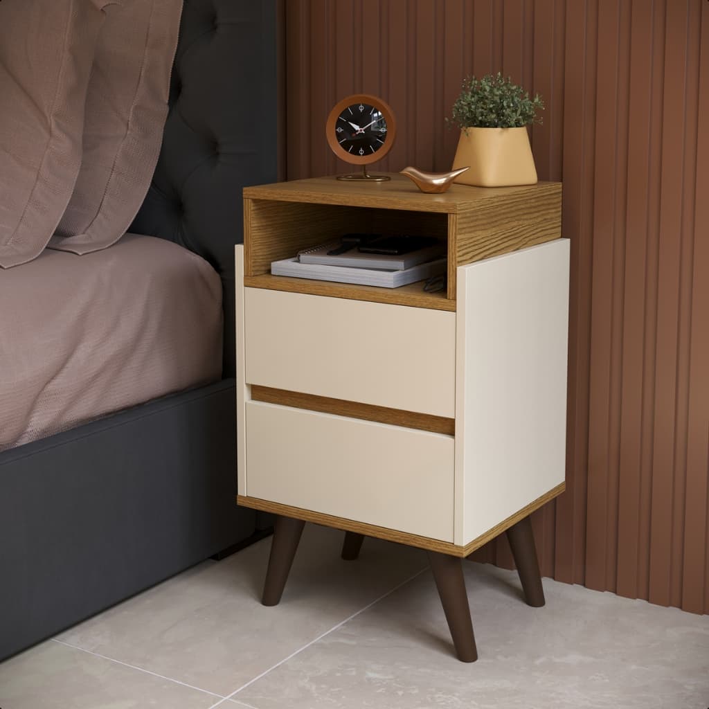 Mesa de Cabeceira Criador Mudo Verona Moderno 2 Gavetas