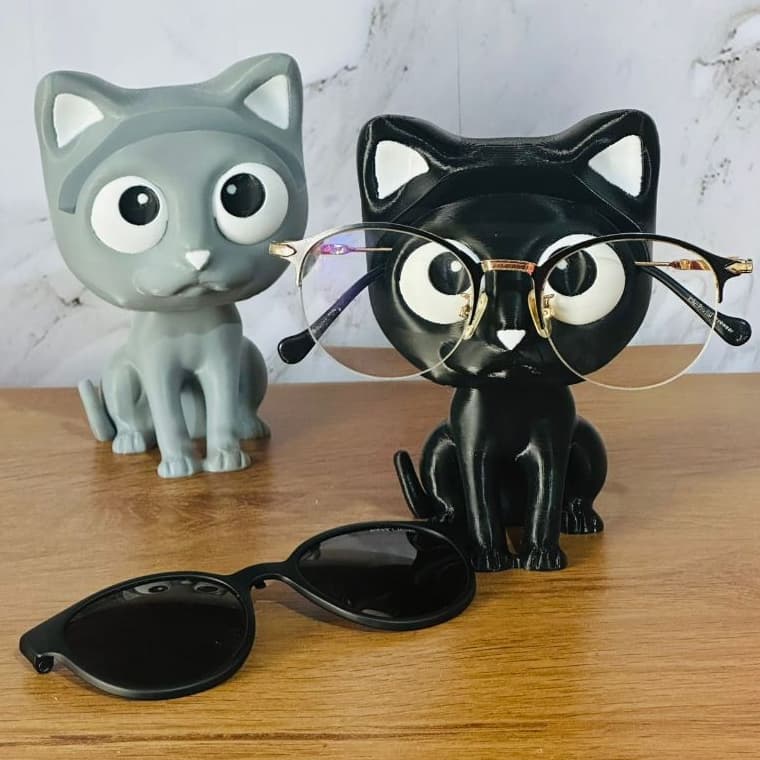 Porta óculos de Gato fofo com orelhinhas e nariz - Cores diversas