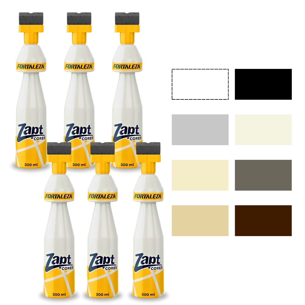 Kit 6 Zapt Tinta Pinta Rejunte Varias Cores UsinaFortaleza 200ml Prático Alta Cobertura Piso Parede Banheiro Cozinha