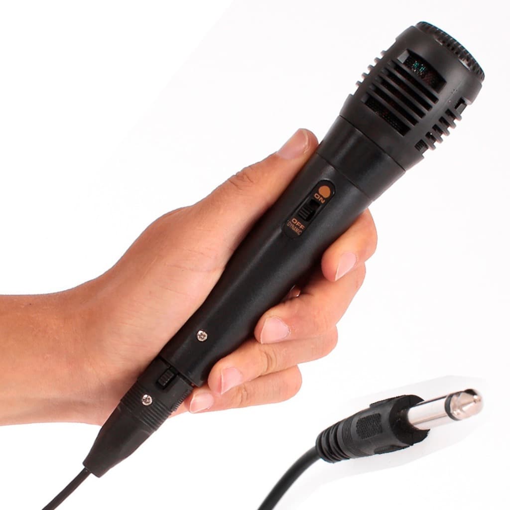 Microfone Com Fio 5 Metros Compatível Karaoke Tv Mesa Placa de Som Dinâmico Cardioide Cabo P10