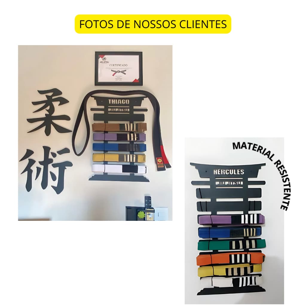 Suporte Porta Faixas Linhas Personalizado - Jiu Jitsu Judô Karate Luta suporte