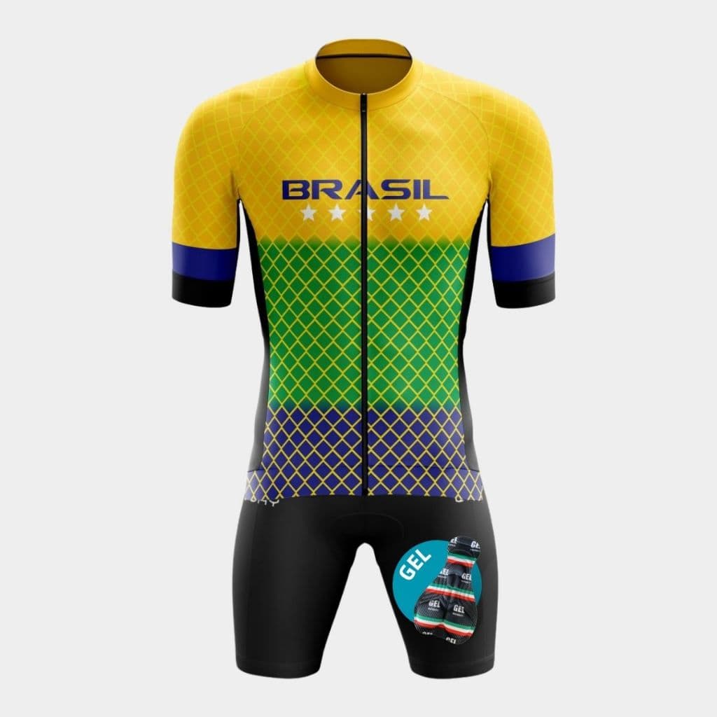 Conjunto Kit Masculino Camisa Camiseta Premium Short Bermuda Forro Gel Pedal Bike Ciclistas Speed