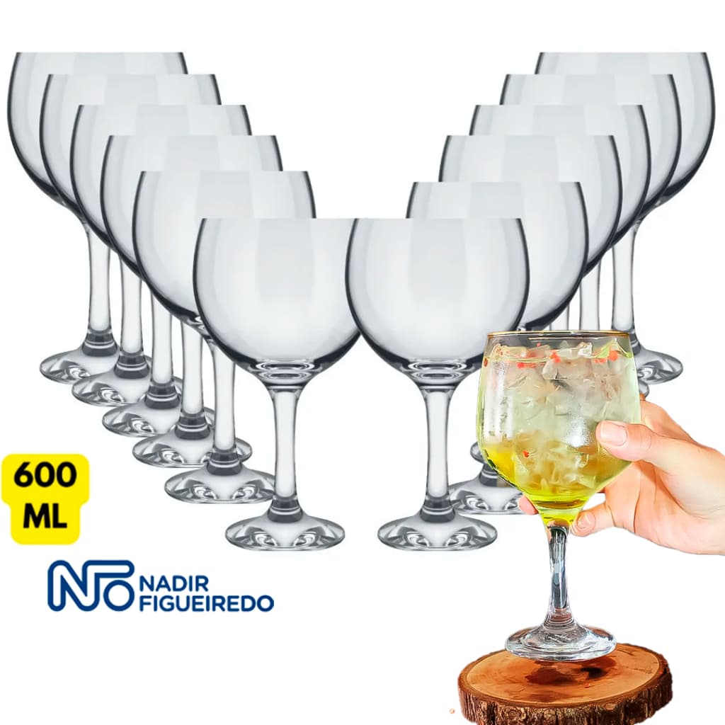 Kit 12/06/04 Taça Gin Tonica 600ML Vidro Duralex Água Suco Refrigerante Bar Restaurante Buffet