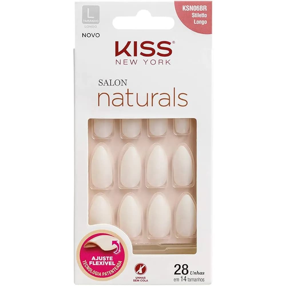Kiss New York Salon Naturals Unhas Postiças - Stiletto Longo