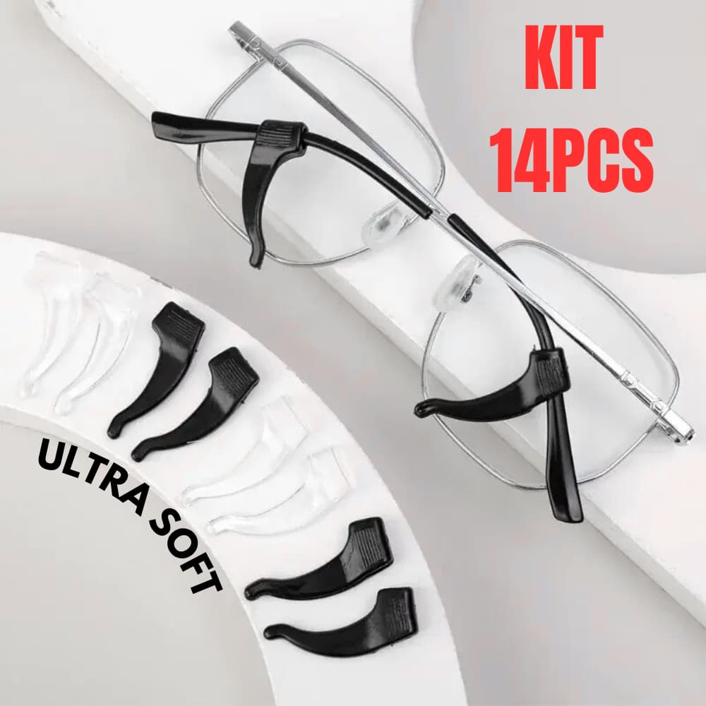 Kit 14 Suporte Trava Armação de Óculos Antiderrapante em Silicone Stopper Gancho de Oculos