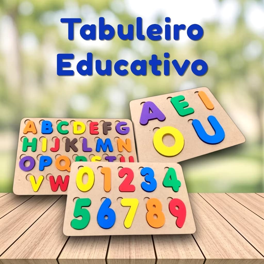 Kit 3 Tabuleiros Alfabetização Escolar Alfabeto + Números + Vogais Educativo infantil brinquedo montessori