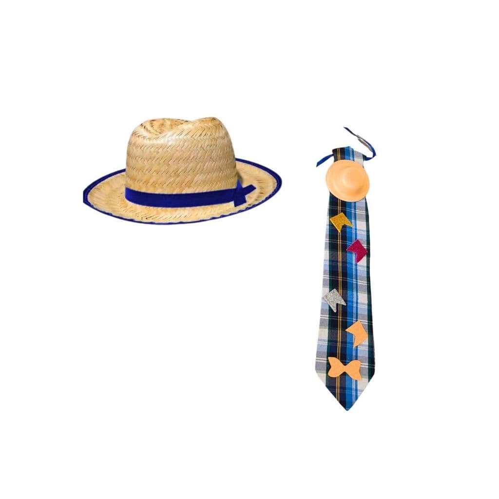 Kit Chapéu De Palha Infantil Italianinho e Gravata - Para Festas Juninas, Festas de São João, Arraiá, etc.!