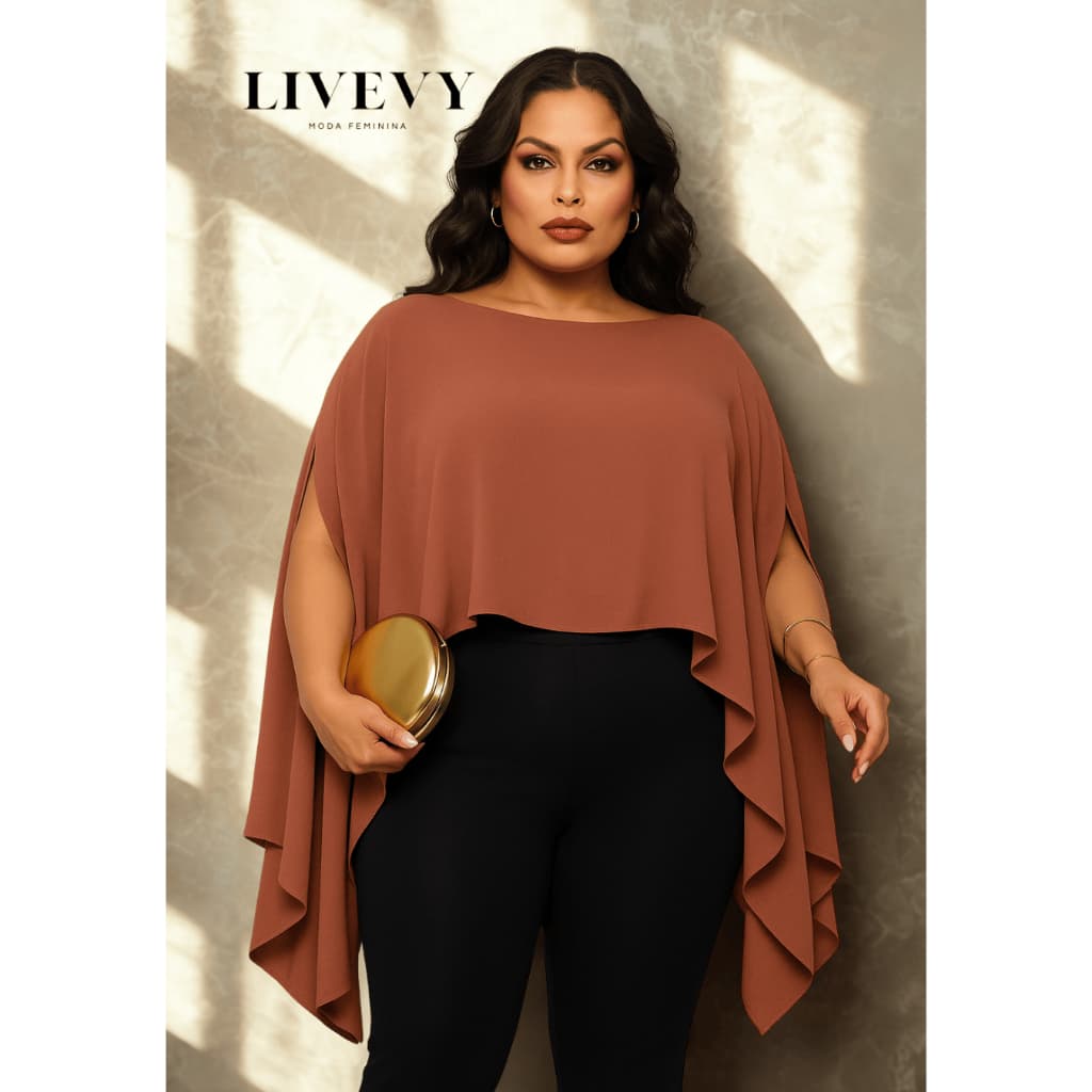 Blusa Feminina Estilosa Tendência | Blusa Capa Feminina Estilosa | Blusa Multiformas