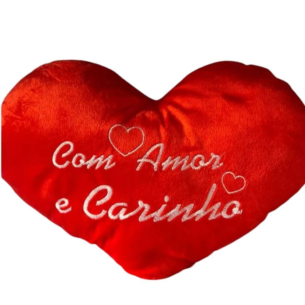 Coração de Pelúcia Médio com mãozinha Grande com frase de amor e carinho presente Namorados Mães Pais