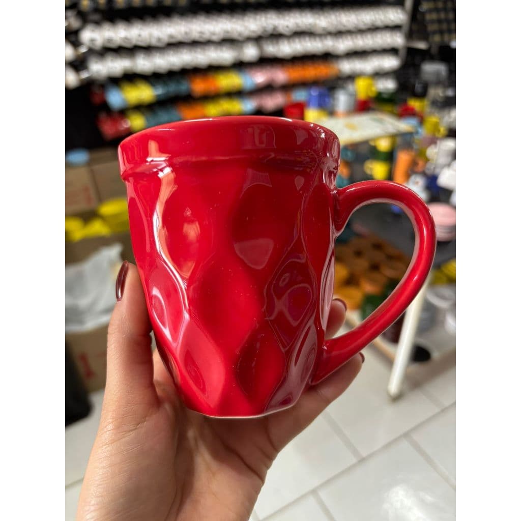 Caneca  Xícara Diamante Em Cerâmica Frisada Plissada Decoração Buffet Mesa Posta