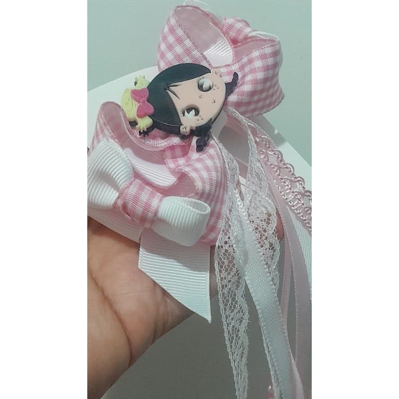 Laço Junino Infantil | Laço Festa Junina Menina /Laço Temático Junino Menina | Laço Xadrez Rosa com Tassel | Laço Junino