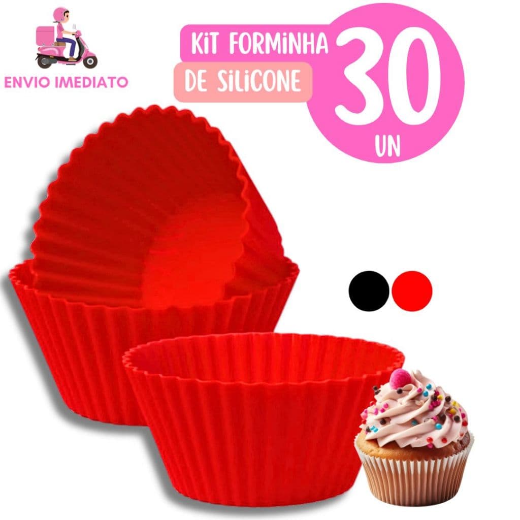 Kit 30 Pecas Forminha De Silicone Forma Assadeira Para Cupcake Capcake Mini Bolo Cozinha Air Fryer