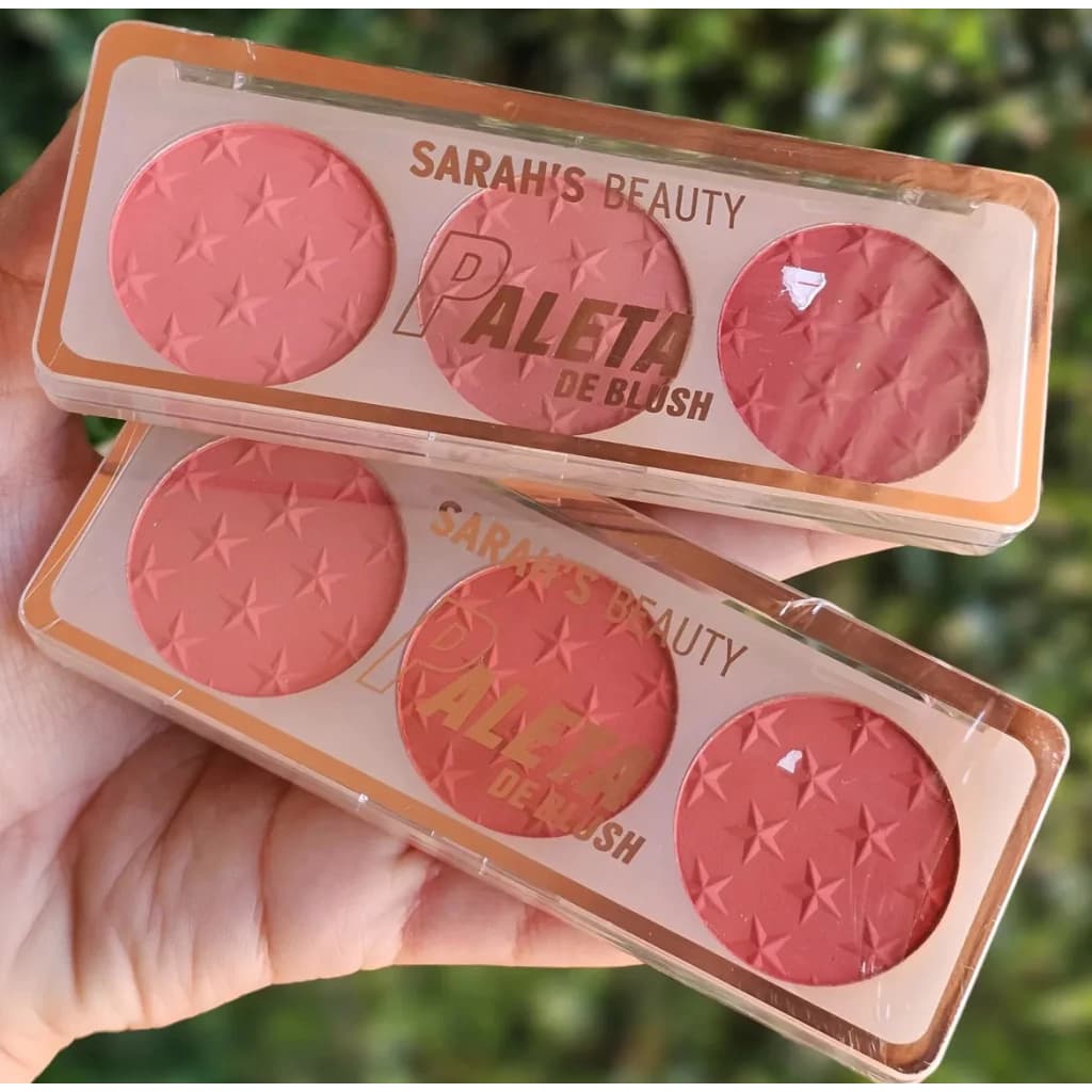 Trio de Blush Sarah’s Beauty Paleta de Blush Compacto com 3 Tons