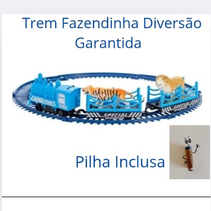 Brinquedo Trem menino menina  11 Peça  pilha (inclusa) Trenzinho fazendinha